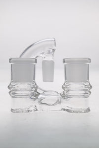 TAG - No Drop (Down) Double Joint Shifter Adapter - 14MM (Male) to (2x) 14MM (Female) Wavy Laser Engraved Logo - Clear .01