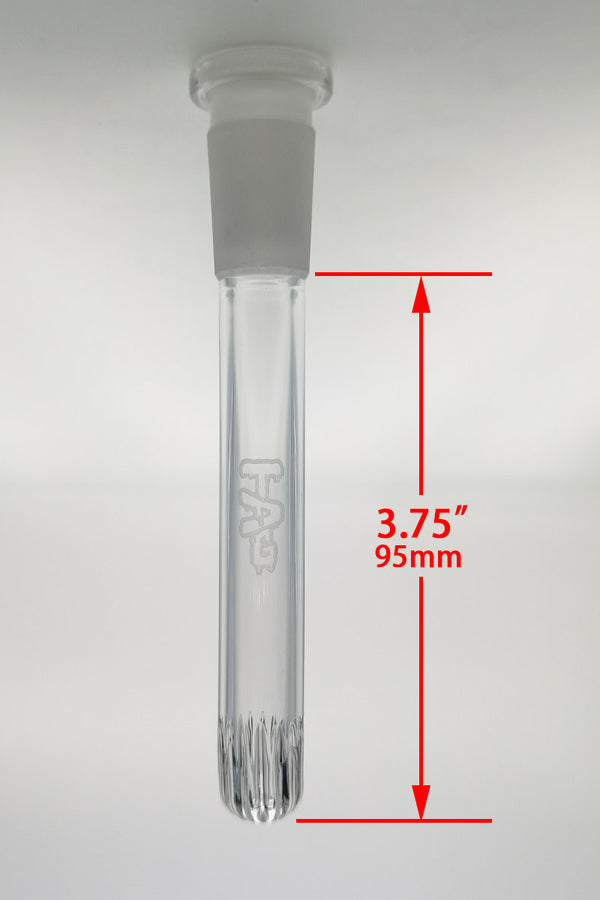 TAG -18/14MM Closed End Rounded Showerhead Downstem - (3.75") Wavy Laser Engraved Logo - Clear .03