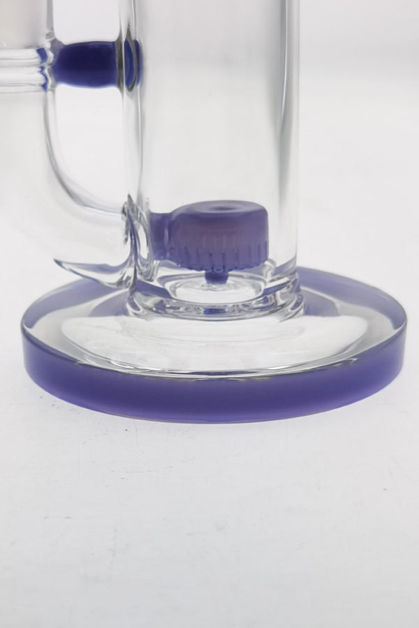 TAG - 7" Bent Neck Fixed Showerhead Puck Diffuser 44x4MM (14MM Female) - Wavy Laser Engraved Logo - Purple Accents .05 (QZ-072T-2431LE.04)