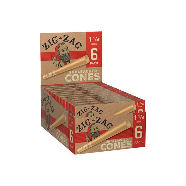 Zig Zag Rolling Papers - Unbleached Cones 1 1/4 - 6 cones Box