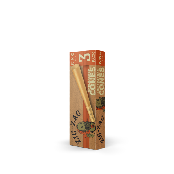 Zig Zag Rolling Papers - Unbleached Cones King - 3 cones Box