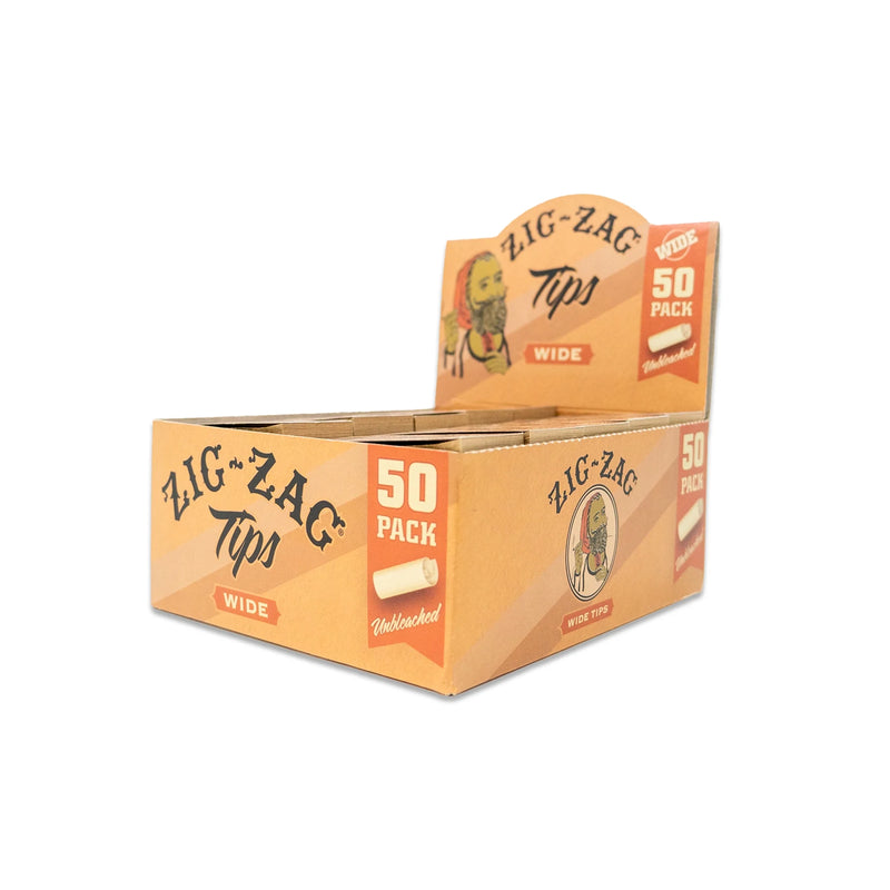 Zig-Zag Wide Unbleached Rolling Tips - 50 Pack Carton