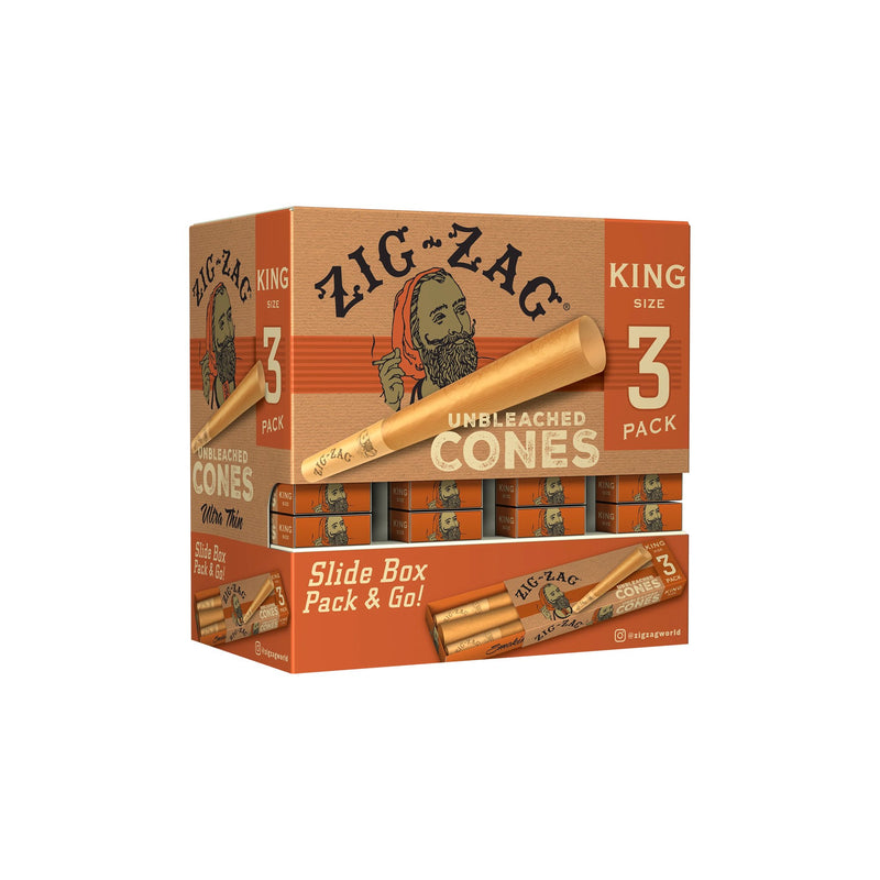Zig Zag Rolling Papers -Promo  Diplsay - Cones King Unbleached 36ct